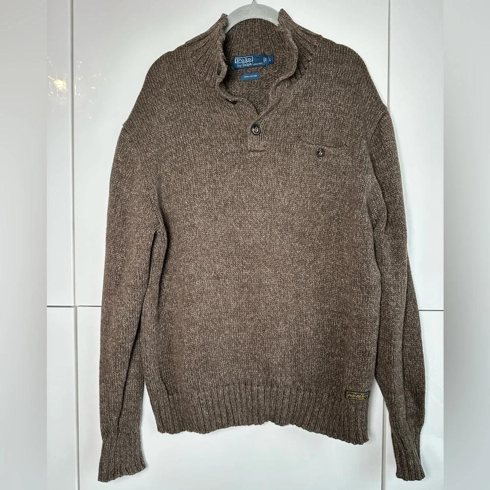 Vintage Polo Ralph Lauren Knit Sweater Brown Heather Old Money Grandpacore L